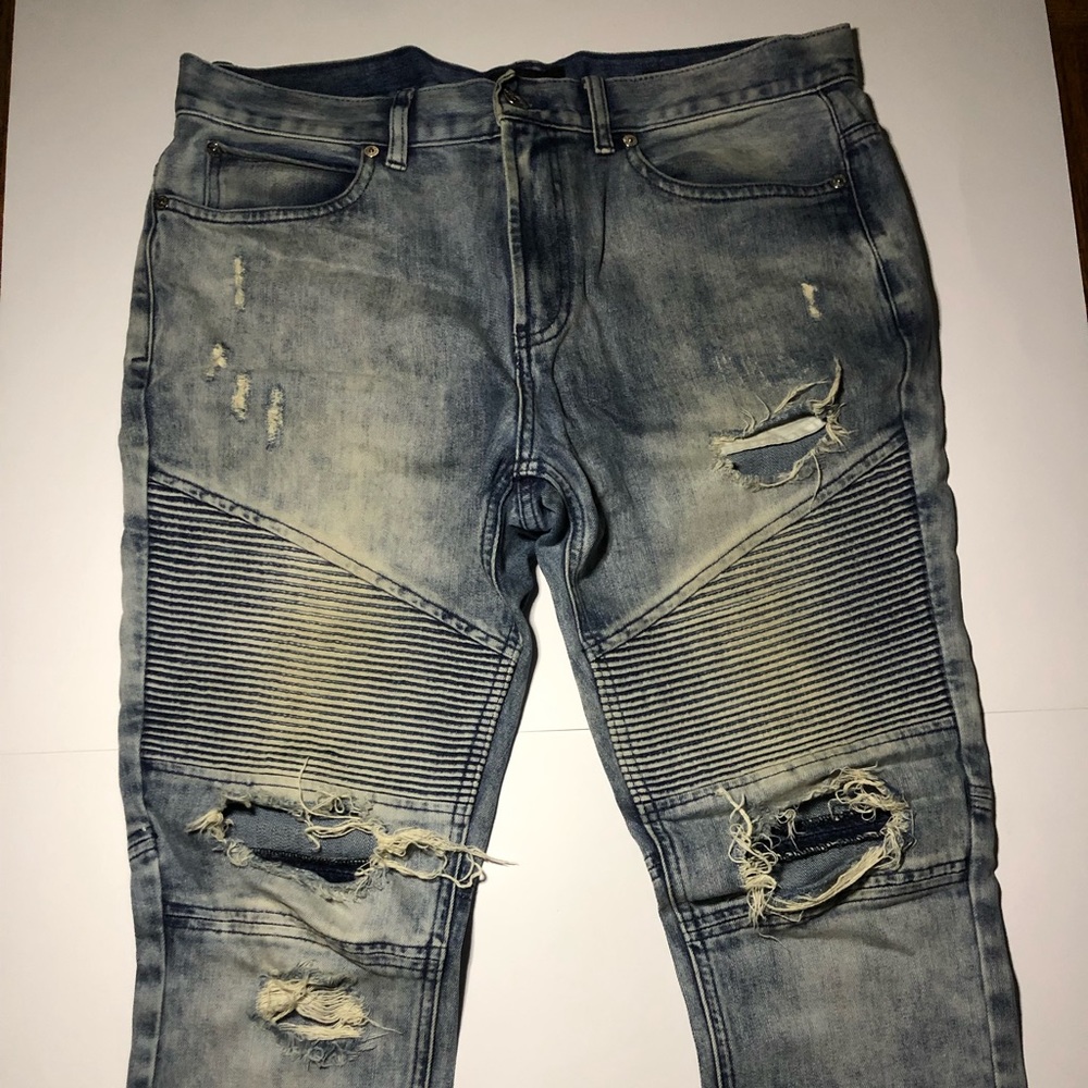 Ripped biker denimn